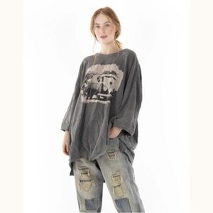 Magnolia Pearl Cotton Jersey Oversized Hi Lo Baja Surf Francis Pullover Tee, OS